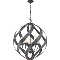 Lampadario Per Esterno Nordico Blacksmith Acciaio Nero Antico Vetro 5 Luci E14