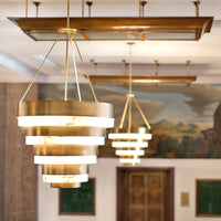 Lampadario Contemporaneo Echelon Acciaio Ottone Antico 8 Luci E14