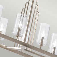 Lampadario Contemporaneo Kimrose Acciaio Nichel Lucido Vetro 10 Luci E14