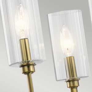 Lampadario Contemporaneo Kimrose Acciaio Ottone Spazzolato Vetro 6 Luci E14