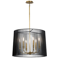 Lampadario Contemporaneo Linara Acciaio Nero Ottone Naturale Ottone 6 Luci E14