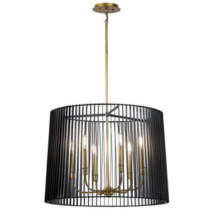 Lampadario Contemporaneo Linara Acciaio Nero Ottone Naturale Ottone 6 Luci E14