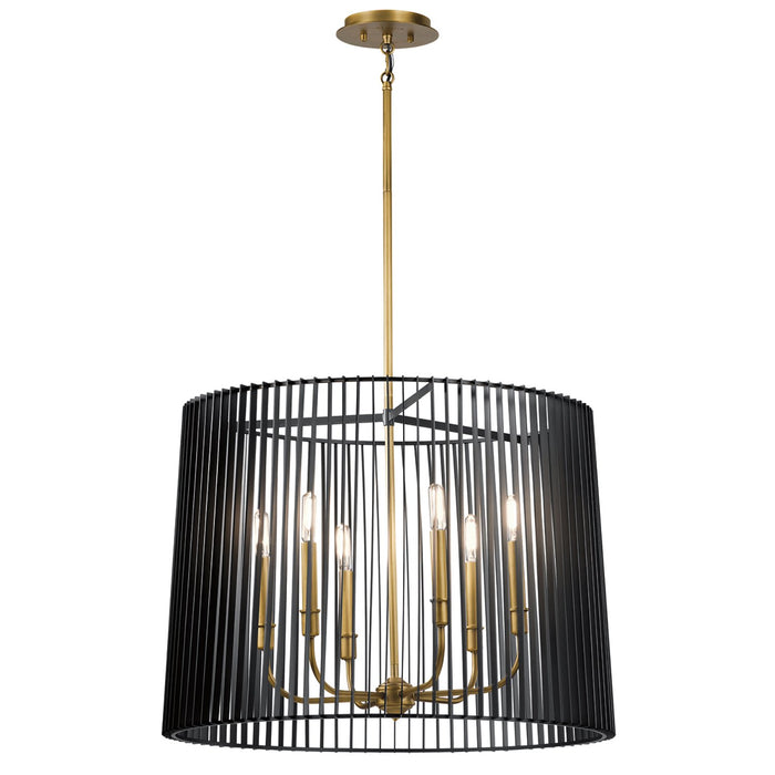 Lampadario Contemporaneo Linara Acciaio Nero Ottone Naturale Ottone 6 Luci E14