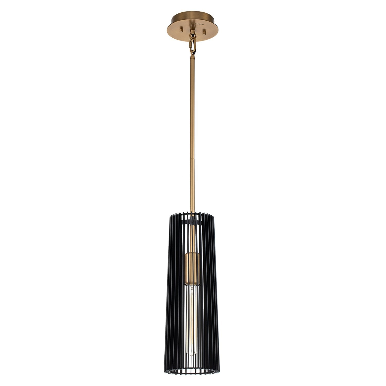 Sospensione Contemporanea Linara Acciaio Nero Ottone Naturale Ottone 1 Luce E27