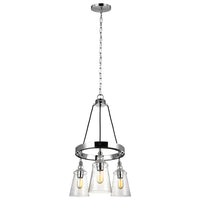 Lampadario Industrial Nordico Loras Acciaio Vetro 3 Luci E27