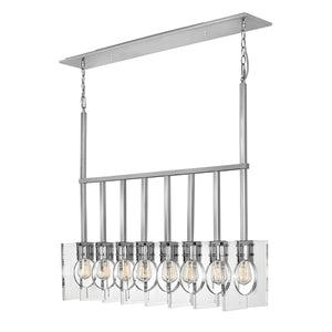 Lampadario Contemporaneo Ludlow Acciaio Nichel Lucido Acrilico 8 Luci E27