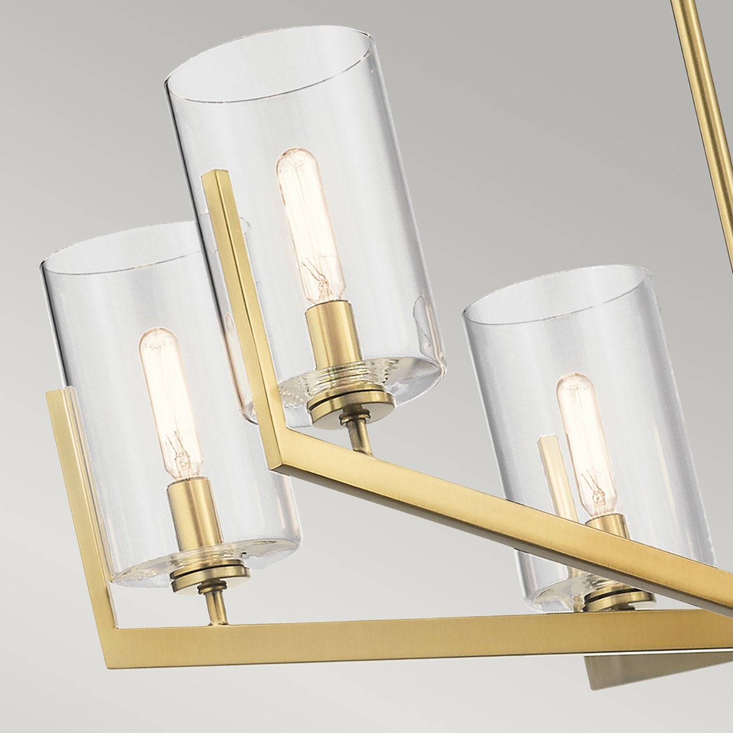 Lampadario Contemporaneo Nye Acciaio Ottone Naturale Spazzolato 6 Luci E14