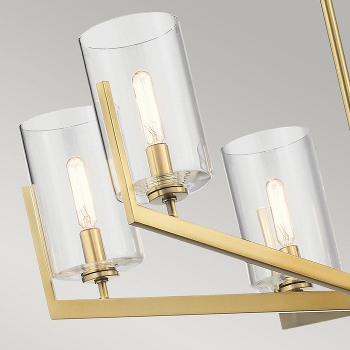 Lampadario Contemporaneo Nye Acciaio Ottone Naturale Spazzolato 6 Luci E14