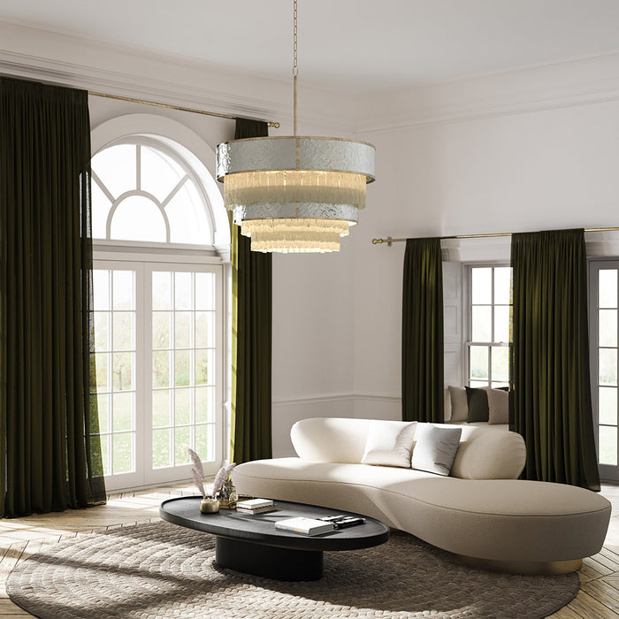 Lampadario Contemporaneo Reverie Acciaio Oro Champagne 12 Luci E14