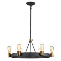 Lampadario Industrial Nordico Silas Acciaio Zinco Antico Ottone 6 Luci E27