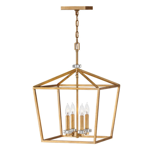 Lampadario Industrial Nordico Stinson Acciaio Ottone Antico Grande 4 Luci E14