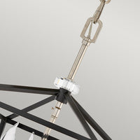 Lampadario Industrial Nordico Stinson Acciaio Nero E Nichel Lucido 4 Luci E14