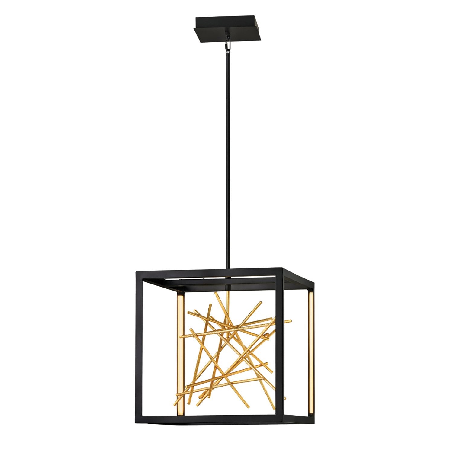 Lampadario Industrial Nordico Styx Acciaio Nero Oro Led Integrato 48W 3000K