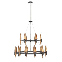 Lampadario Contemporaneo Willow Acciaio Nero Carbone Oro Deluxe Oro 18 Luci E14