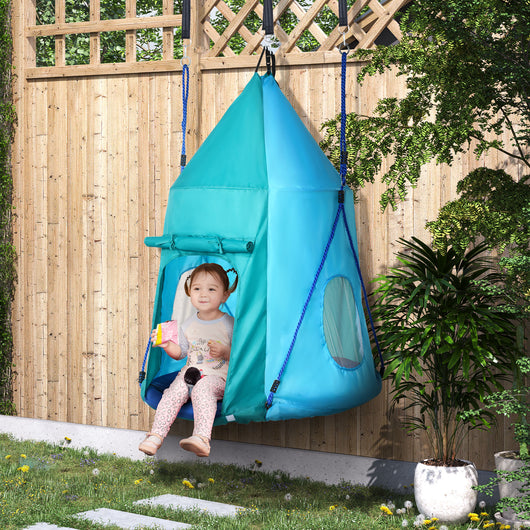 Altalena Tenda da Giardino per Bambini Ø100 cm Corde Regolabili Blu