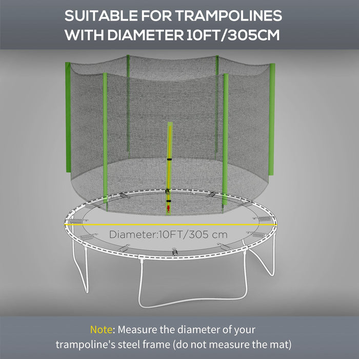 Rete di Protezione per Trampolini a 6 Pali con Ingresso con Cerniera Ø305x180 cm in PE Nero e Verde