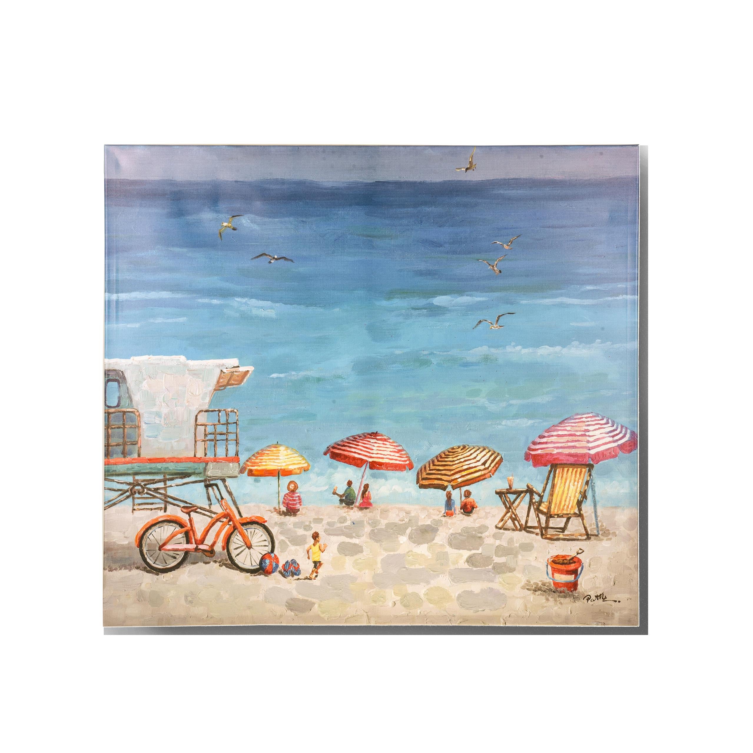 Quadro con Spiaggia e Ombrelloni Dim 90x100 cm