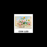 Quadro led vaso di fiori bianco rettangolare cm40x30x1,8