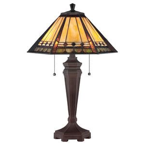 Lampada Da Scrivania Tiffany Arden Metallo Patina Di Bronzo 2 Luci E27