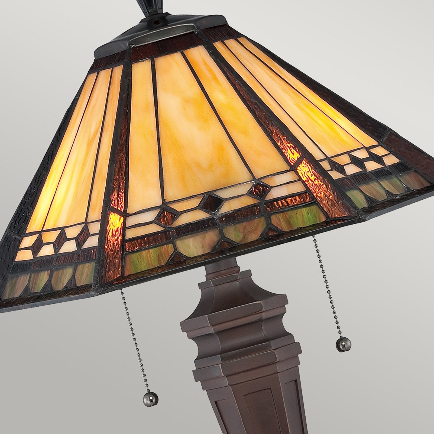 Lampada Da Scrivania Tiffany Arden Metallo Patina Di Bronzo 2 Luci E27