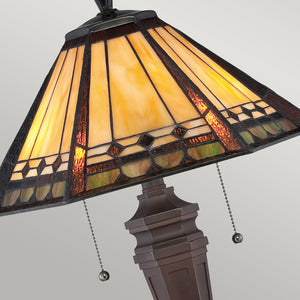 Lampada Da Scrivania Tiffany Arden Metallo Patina Di Bronzo 2 Luci E27