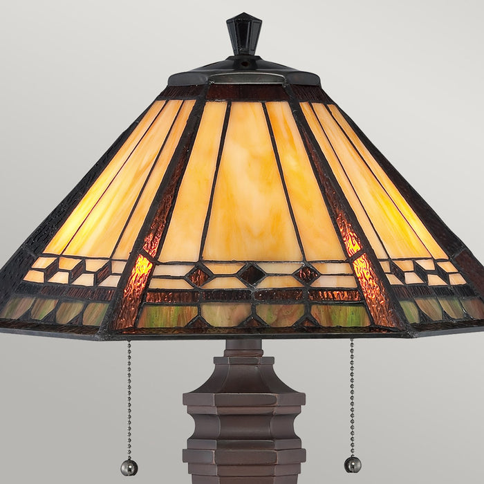 Lampada Da Scrivania Tiffany Arden Metallo Patina Di Bronzo 2 Luci E27