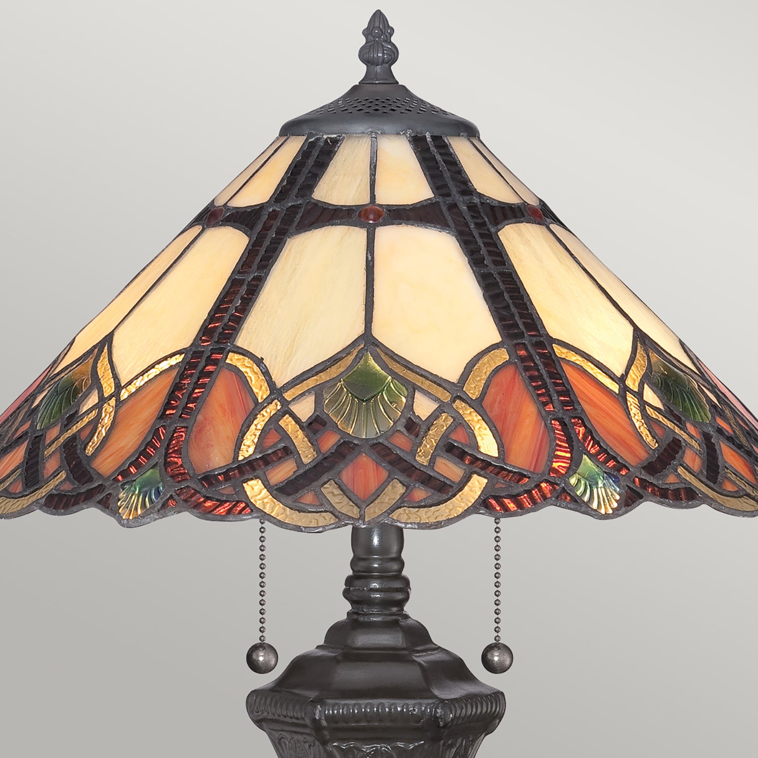 Lampada Da Scrivania Tiffany Cambridge Acciaio Bronzo Vintage 2 Luci E27