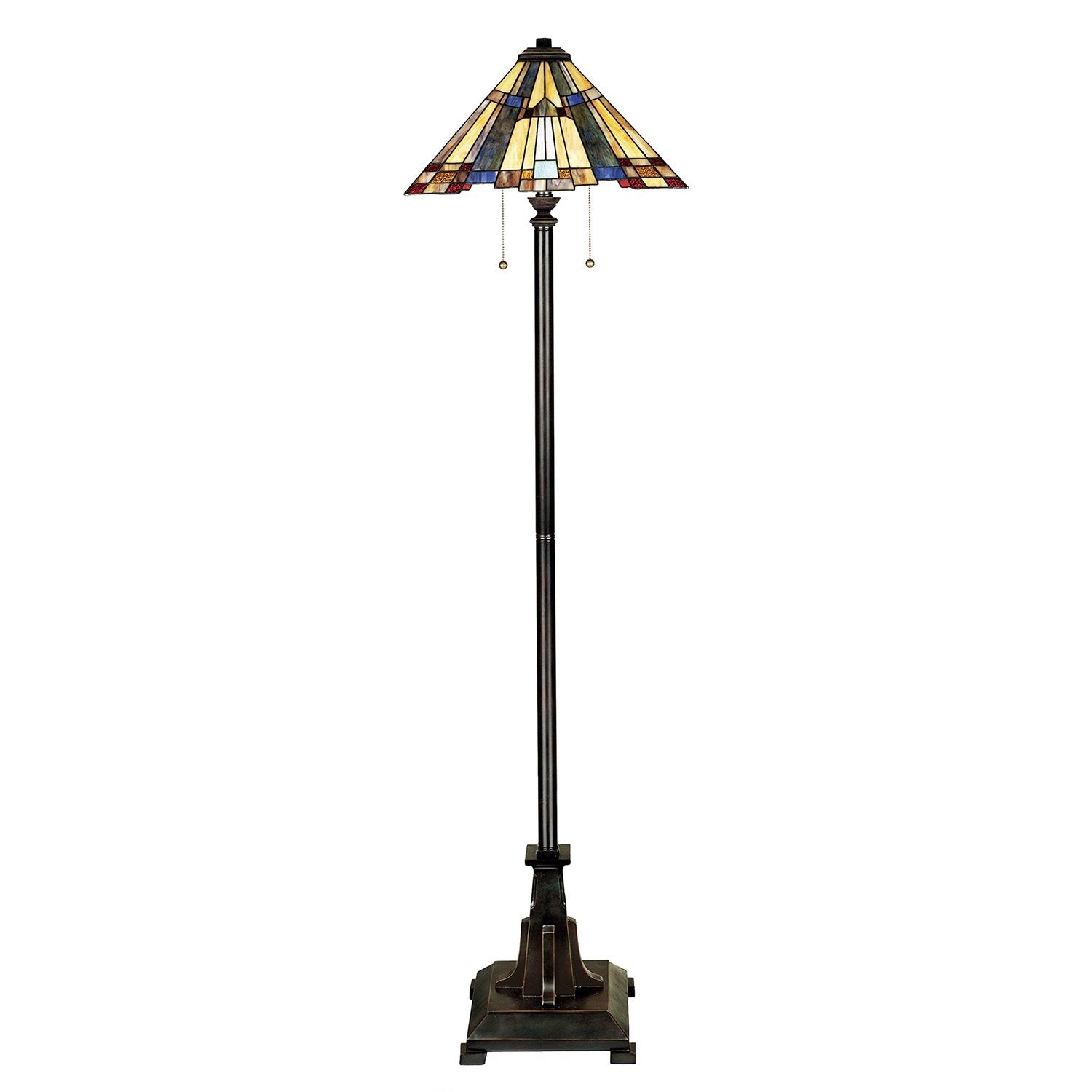 Piantana Tiffany Inglenook Metallo Bronzo Valiant 2 Luci E27