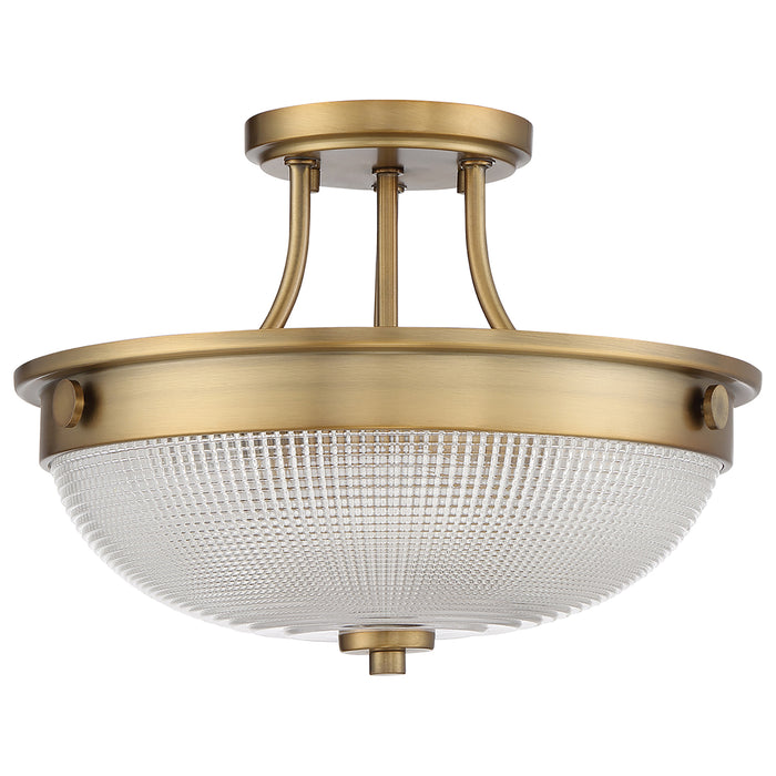 Lampadario Contemporaneo Mantle Vetro Ottone Anticato 2 Luci E27