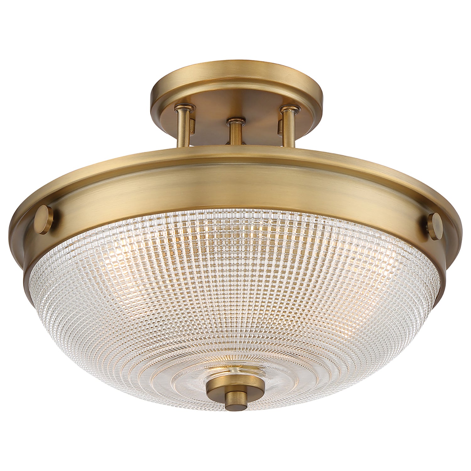 Lampadario Contemporaneo Mantle Vetro Ottone Anticato 2 Luci E27