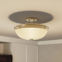 Lampadario Contemporaneo Mantle Vetro Ottone Anticato 2 Luci E27