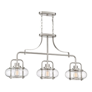 Lampadario Industrial Trilogy Metallo Nichel 3 Luci E27 3 Diffusori