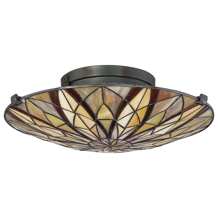 Lampadario Tiffany Victory Vetro Bronzo Valiant 2 Luci E27