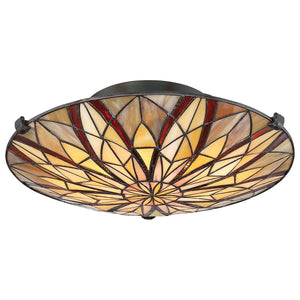 Lampadario Tiffany Victory Vetro Bronzo Valiant 2 Luci E27