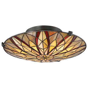 Lampadario Tiffany Victory Vetro Bronzo Valiant 2 Luci E27