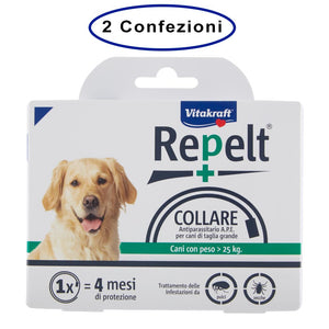 Vitakraft repelt collare antiparassitario per cani di taglia grande > 25 kg confezione da 2 collari