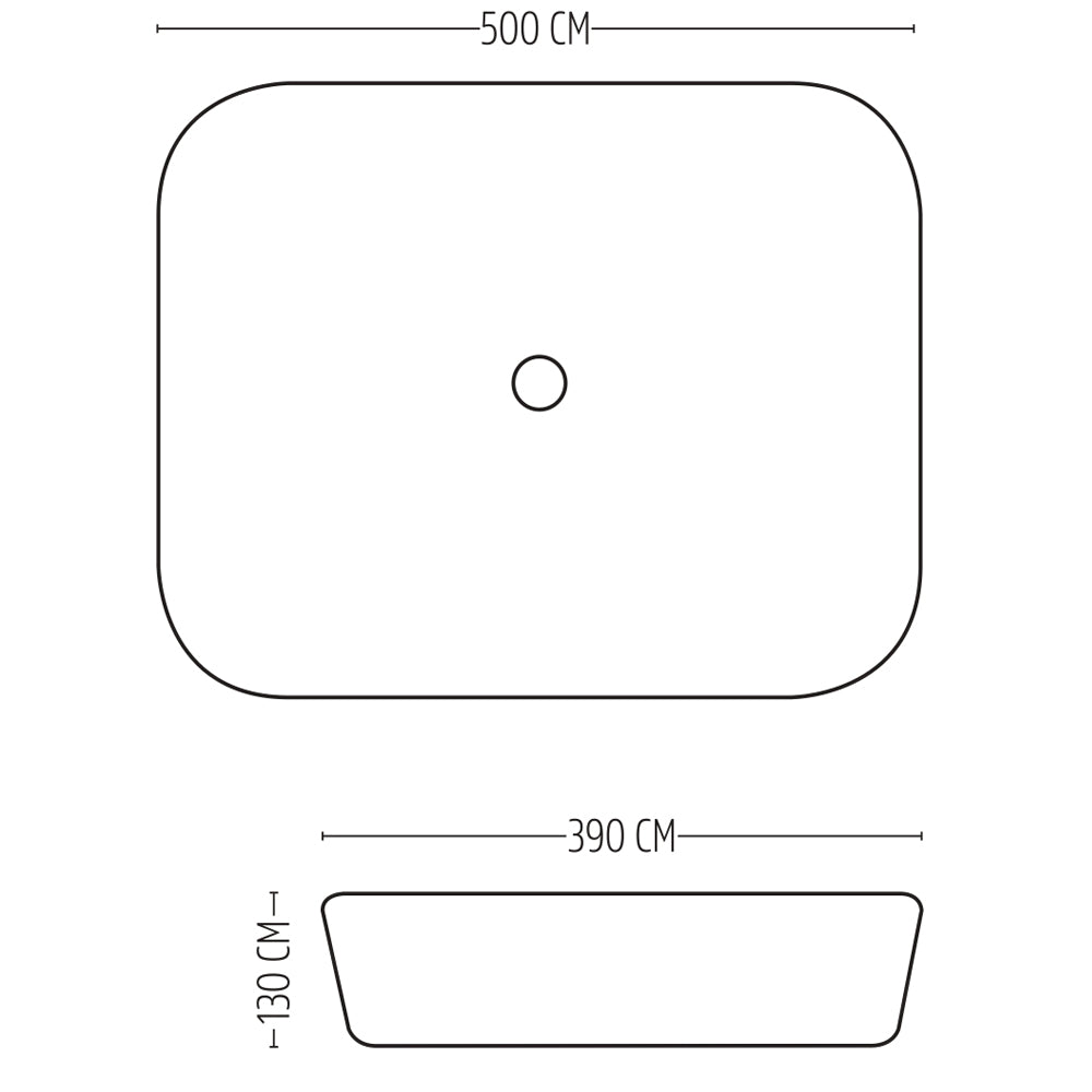 Lavabo da appoggio ceramica bianco rettangolare lavandino lavello arredo 50x39x13 cm *** tinta bianco opaco, confezio...