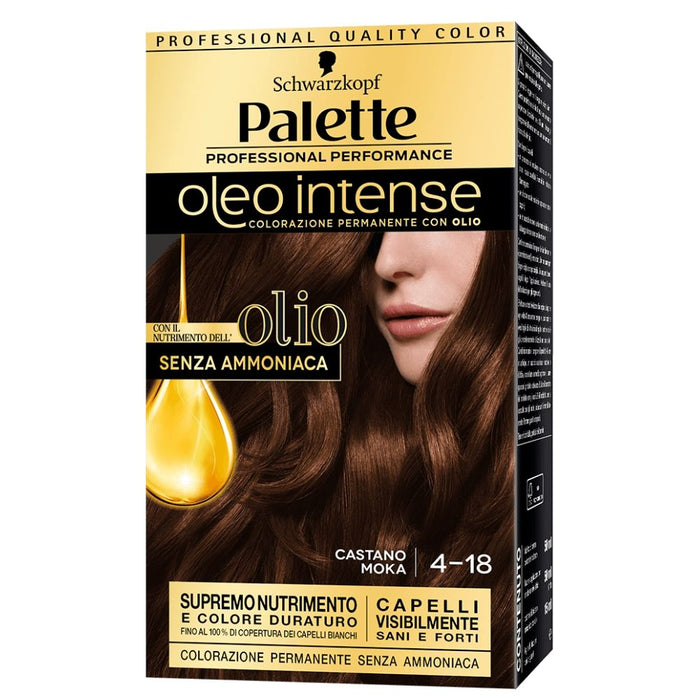 schwarzkopf palette oleo intense colorazione permanente senza ammoniaca 4-18 castano moka