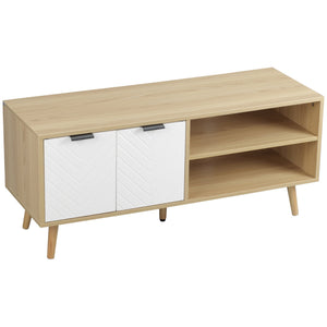 Mobile TV 46” Max 2 Ripiani 2 Ante 110x39x48,8 cm in Truciolato Bianco e Legno Naturale