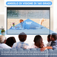 Telo per Proiettore 120" 16:9 Motorizzato con Telecomando Fissaggio a Muro e Soffitto Bianco