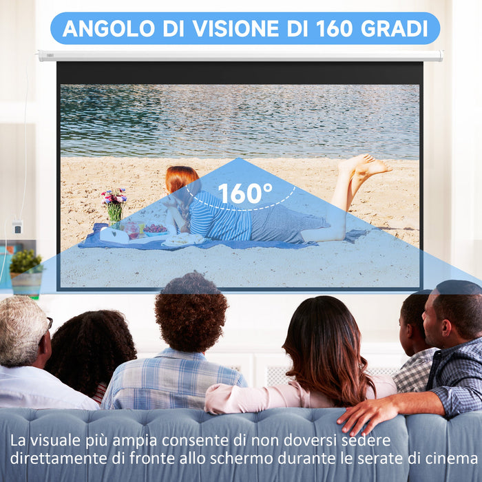 Telo per Proiettore 120" 16:9 Motorizzato con Telecomando Fissaggio a Muro e Soffitto Bianco