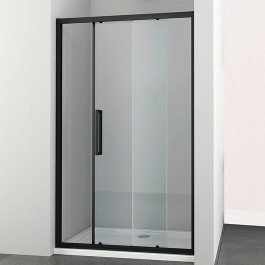 Ogomondo porta scorrevole slide 2 due ante black profilo nero cristallo 6 mm *** misure 156-160xh195 cm, confezione 1