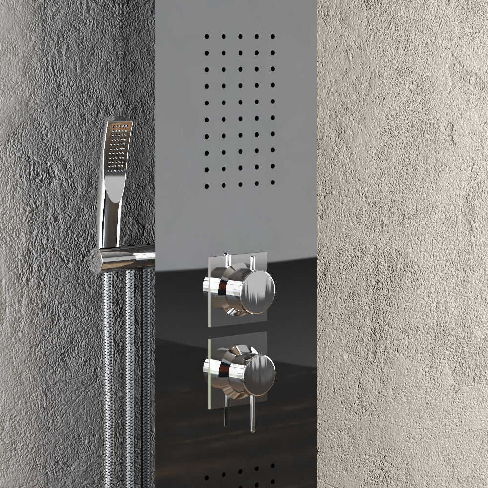 Colonna doccia 001 4 funzioni acciaio inox getto a cascata 2 bocchette idro lombari l20xp44xh140 *** finitura- cromo ...