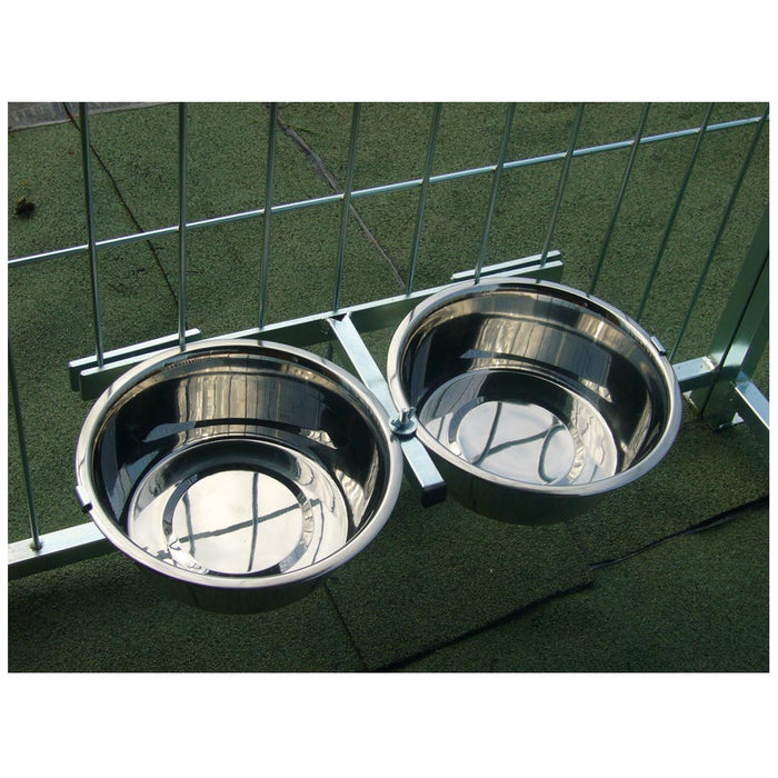 Porta ciotole per box cani regolabile in acciaio inox diametro ciotole 24 cm