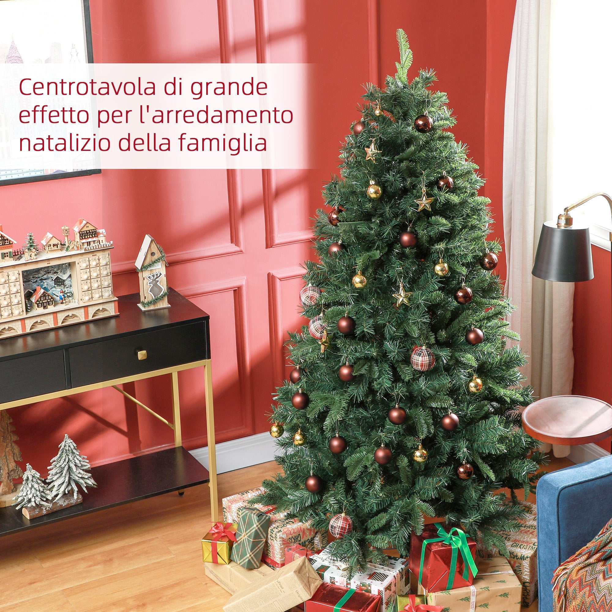 Albero di Natale Artificiale 180 cm 1061 Rami Realistico Verde