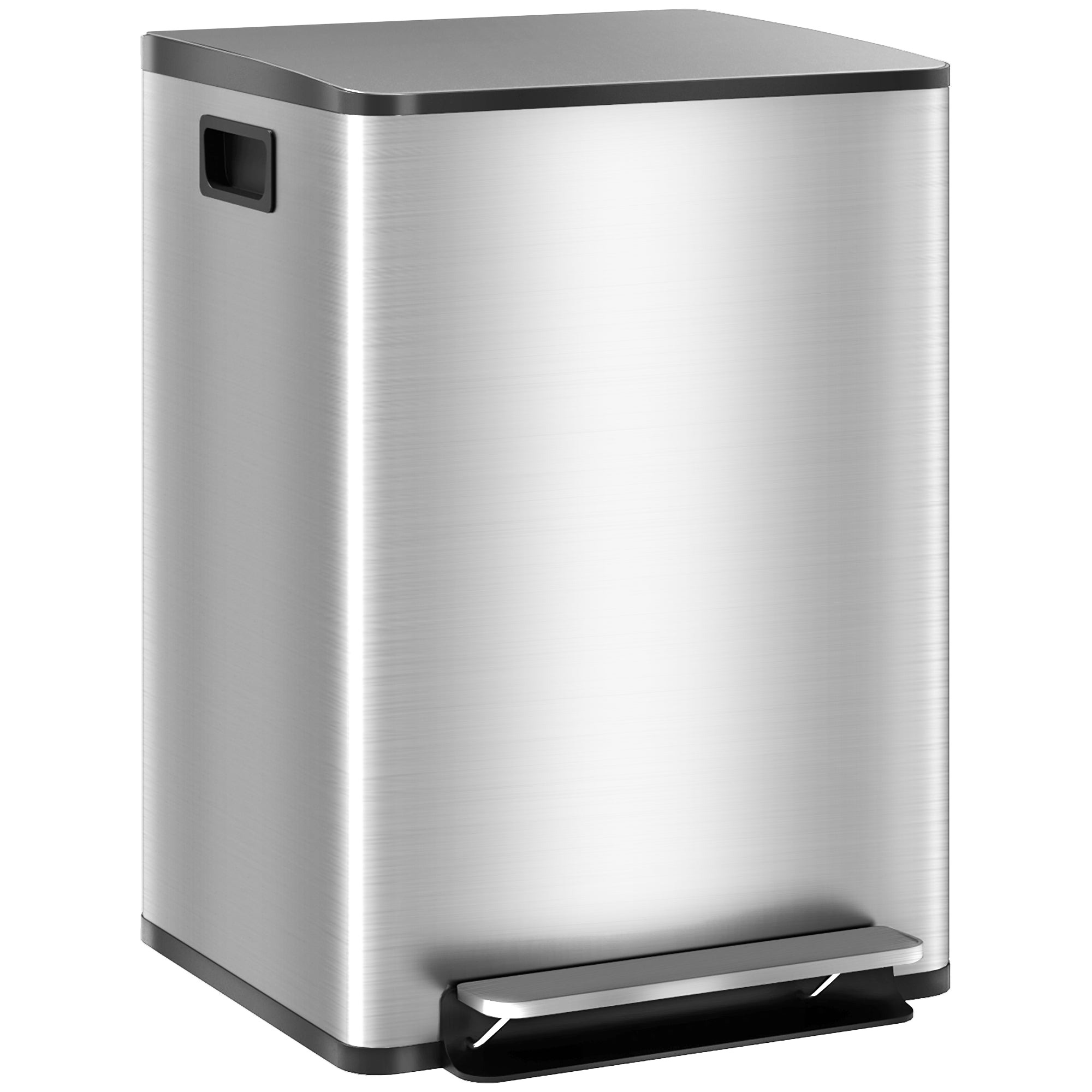 Pattumiera a Pedale 2 Sezioni da 20L 41,8x36,7x58 cm in Acciaio Inox e PP