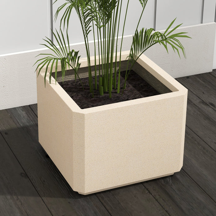 Set da 2 Vasi da Giardino Quadrati Impilabili per Esterno e Interno Beige