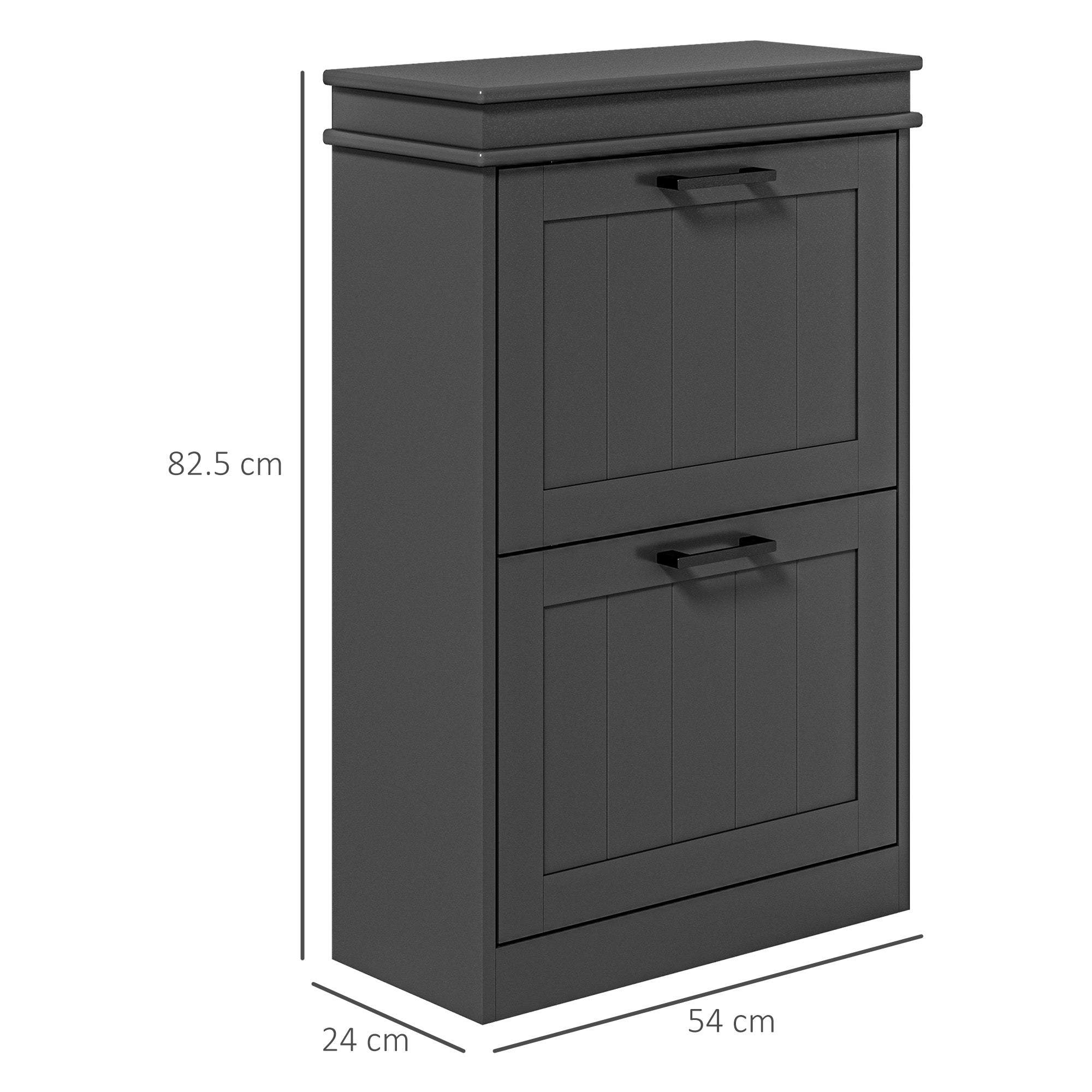 Scarpiera Salvaspazio Design Moderno 2 Cassetti Ribaltabili 54x24x82,5 cm Nero