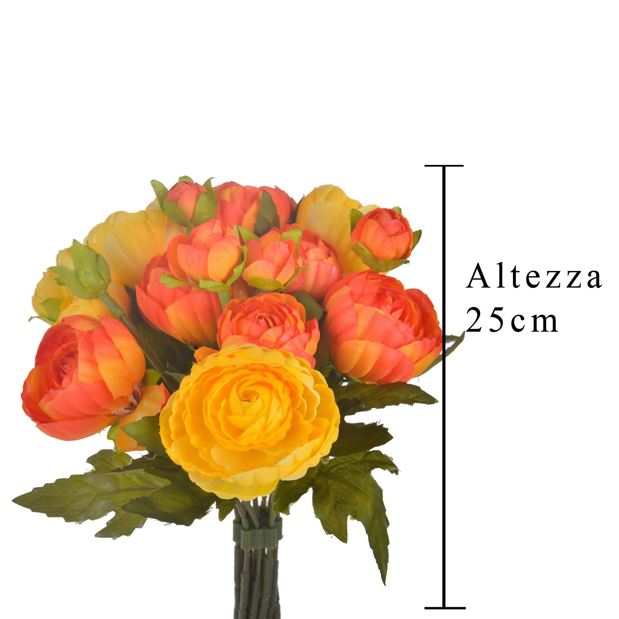 Set 3 Bouquet Artificiali Ranuncoli con 12 Fiori H 25 cm