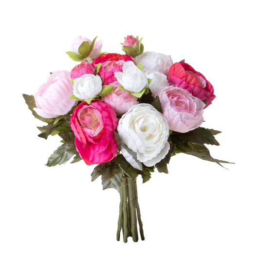 Set 3 Bouquet Artificiali Ranuncoli con 12 Fiori H 25 cm